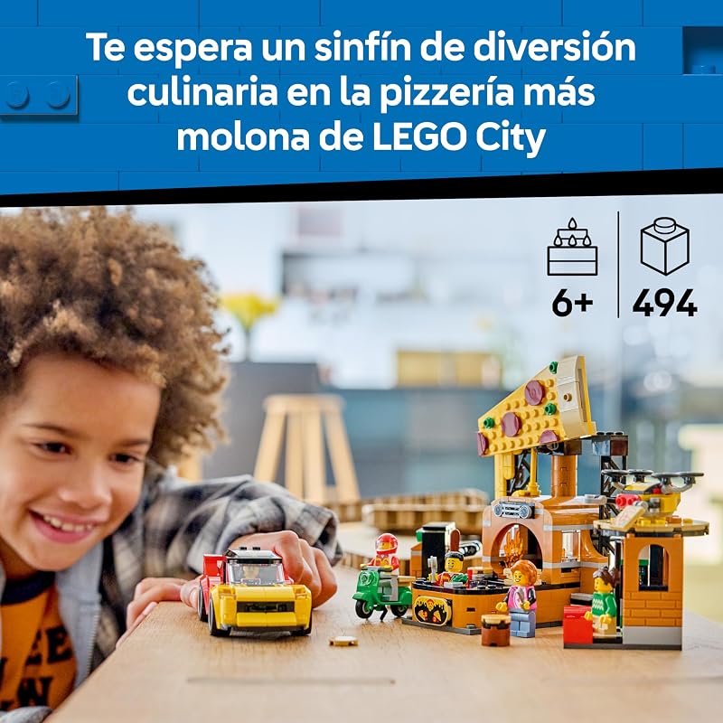 City Experiencia de Pizza a Domicilio con Vehículos – Coche, Moto y Dron de Juguete, Comida, Máquina Recreativa y 4 Minifiguras – Regalo de Cumpleaños para Niños de 6+ Años – 60496 — foto 3 de 8