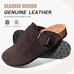 FITORY Mens Suede Clogs with Arch Support，Leather
