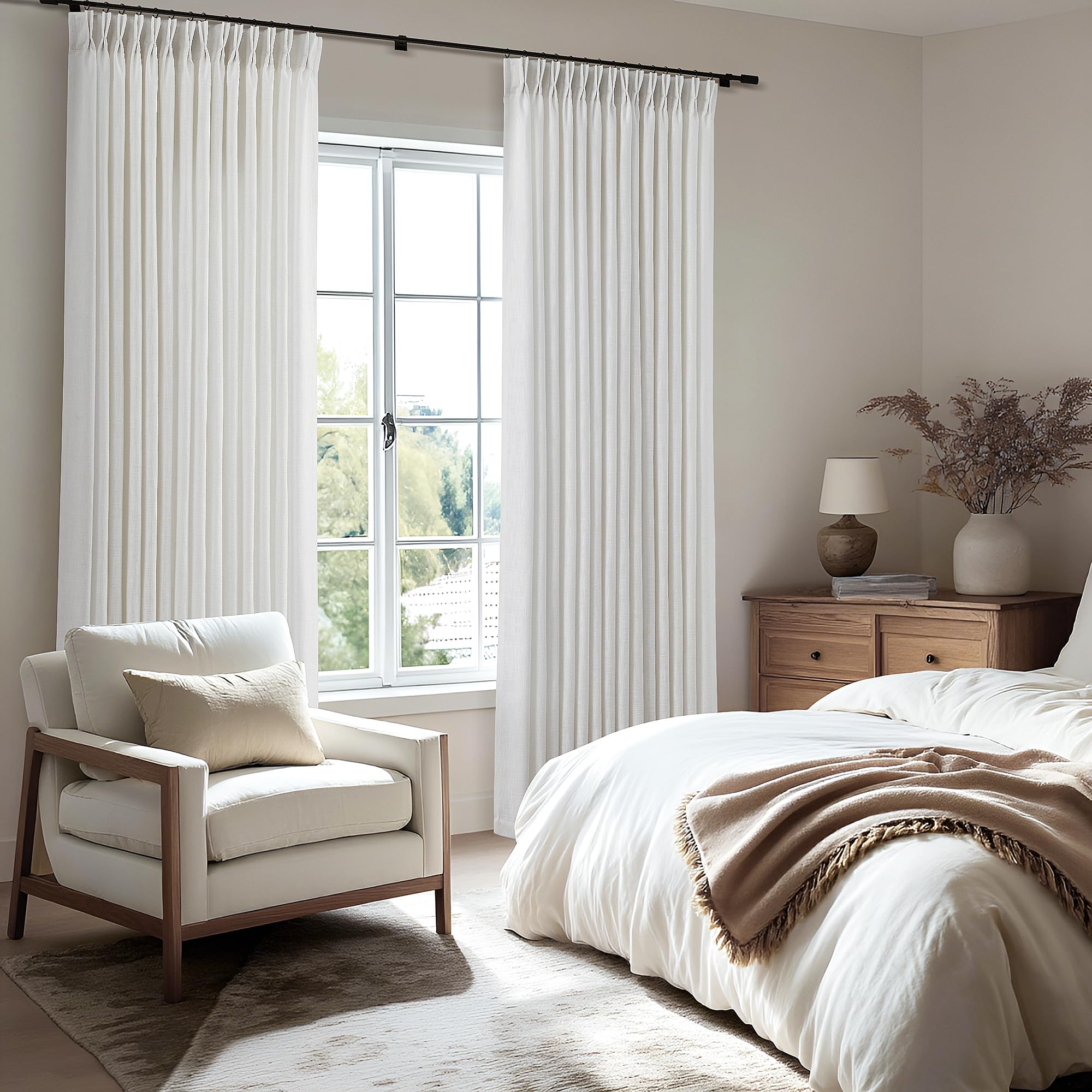 Photo 1 of ***MISSING PARTS***
COMON HOME 60 Inch Extra Wide Pinch Pleated Curtains 105 Inch Length for Living Room Large Window Drapes Light Filtering Privacy for Bedroom Back Tab with Hooks Clip Rings Beige White 60W x 105L