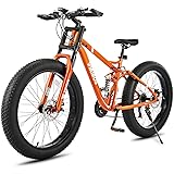 Viribus Fat Tire Bike, Mens Bike Mens Mountain Bike with Full Suspension, Shimano 21 Speed & Aluminium Alloy Frame, 26" MTB A
