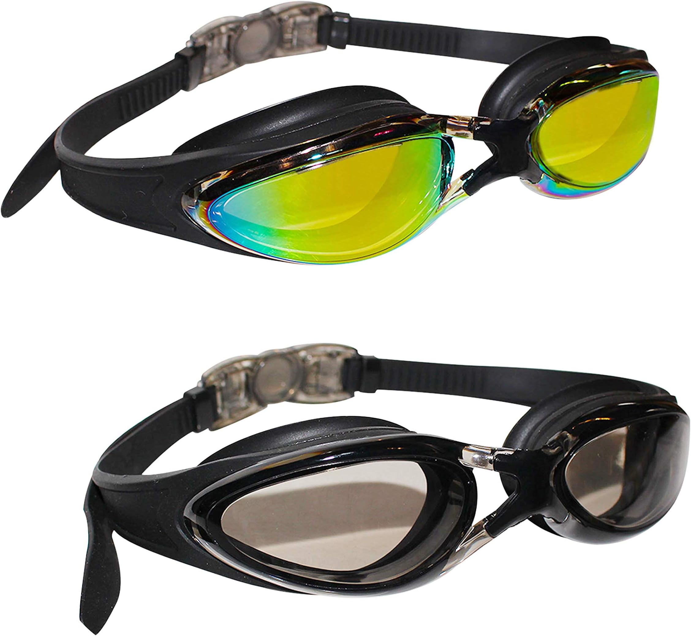 Bezzee 2 pack Swimming Goggles with Adjustable Silicone Straps - Triathlon goggles - Goggles with UV Protection Swim Goggles for Men Women Adults