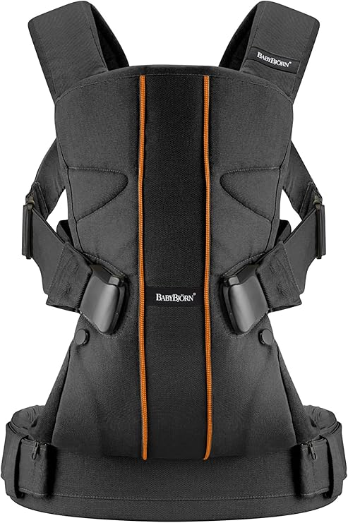 Babybjorn Mochila Porta Bebe One Negro Con Lineas Naranjas Algodon Amazon Es Bebe
