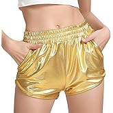 PESION Women's Metallic Shiny Shorts Sparkly Rave Hot Short Pants