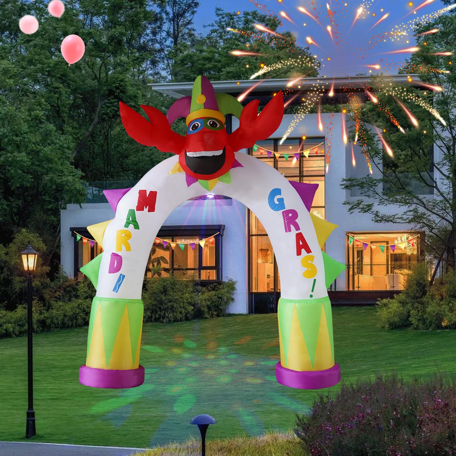 Photo 1 of InfleasJoiy 10FT Carnival Inflatable Decoration Lobster Arch Inflatable Decoration with Built-in LED Lights and Colorful Rotating Lights, Suitable for Indoor and Outdoor Yard Lawn Decoration