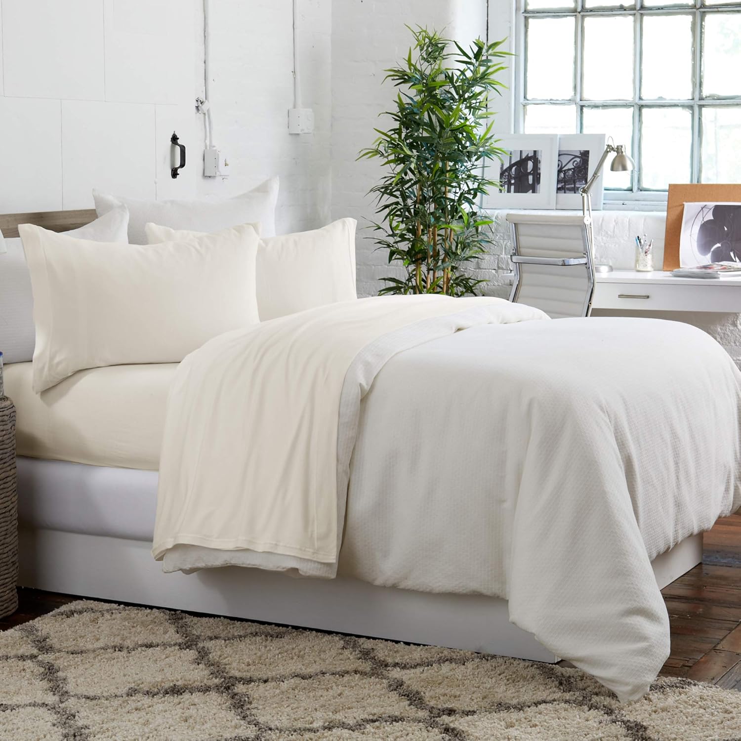 Lightweight Microfiber Sheets. Soft, Cozy Sheets. Breathable, Wrinkle Free Bed Sheet Set. Emery Collection (King, Ivory): Home & Kitchen