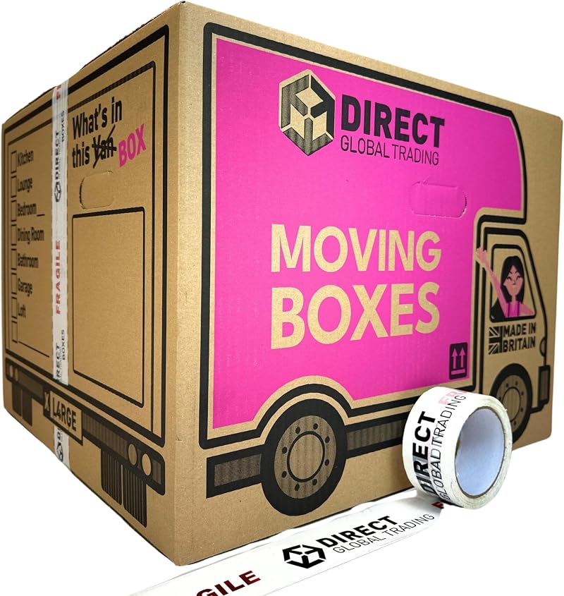 Direct Global Trading 20 Large Cardboard Boxes 52cm x 52cm x 40cm with Handles