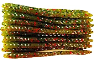 Softy Lure 20 Pcs 6.25" Drop Shot Finesse Worms (Scented, Floats) Soft Plastic Worms, Bass Fishing Worms, Plastic Baits