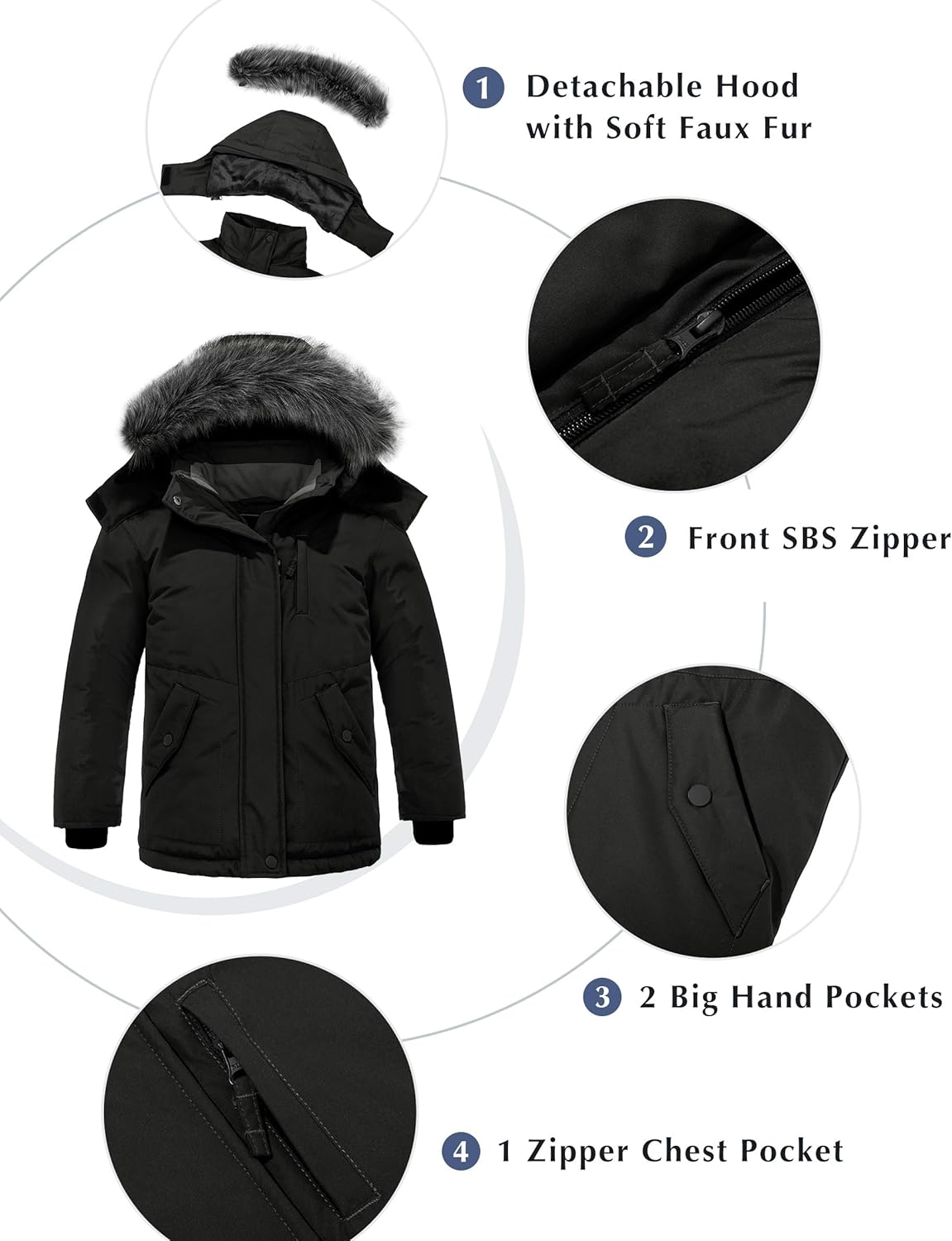 ZSHOW Girls' Water Resistant Winter Coat Soft Fleece Lined Cotton Padded Puffer Jacket: Clothing