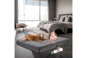 OhGeni Orthopedic Dog Beds for Large Dogs,Dog Bed with Plush Egg Foam Support and Non-Slip Bottom, Waterproof and Machine Washable Removable Pet Bed Cover