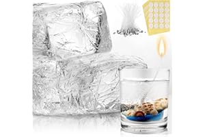 Heigble 3.3 lb High Density Transparent Gel Candle Wax Clear Gel Wax Jelly Candle 100 Pcs Wick and 100 Pcs Wick Stickers for DIY Making Handmade Projects Material Supplies