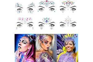 COKOHAPPY 6 Sets Rhinestone Mermaid Face Jewels Tattoo - BODY STICKERS Crystal Tears Gem Stones Bindi Temporary Stickers (Collection 1)