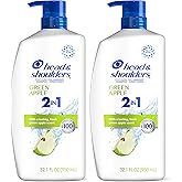 Head & Shoulders Anti-Dandruff Shampoo and Conditioner, Green Apple 2-in-1 Twin Pack, 1% Pyrithione Zinc, Flake Control, Green Apple Scent, Clean Scalp, 32.1 fl oz Each