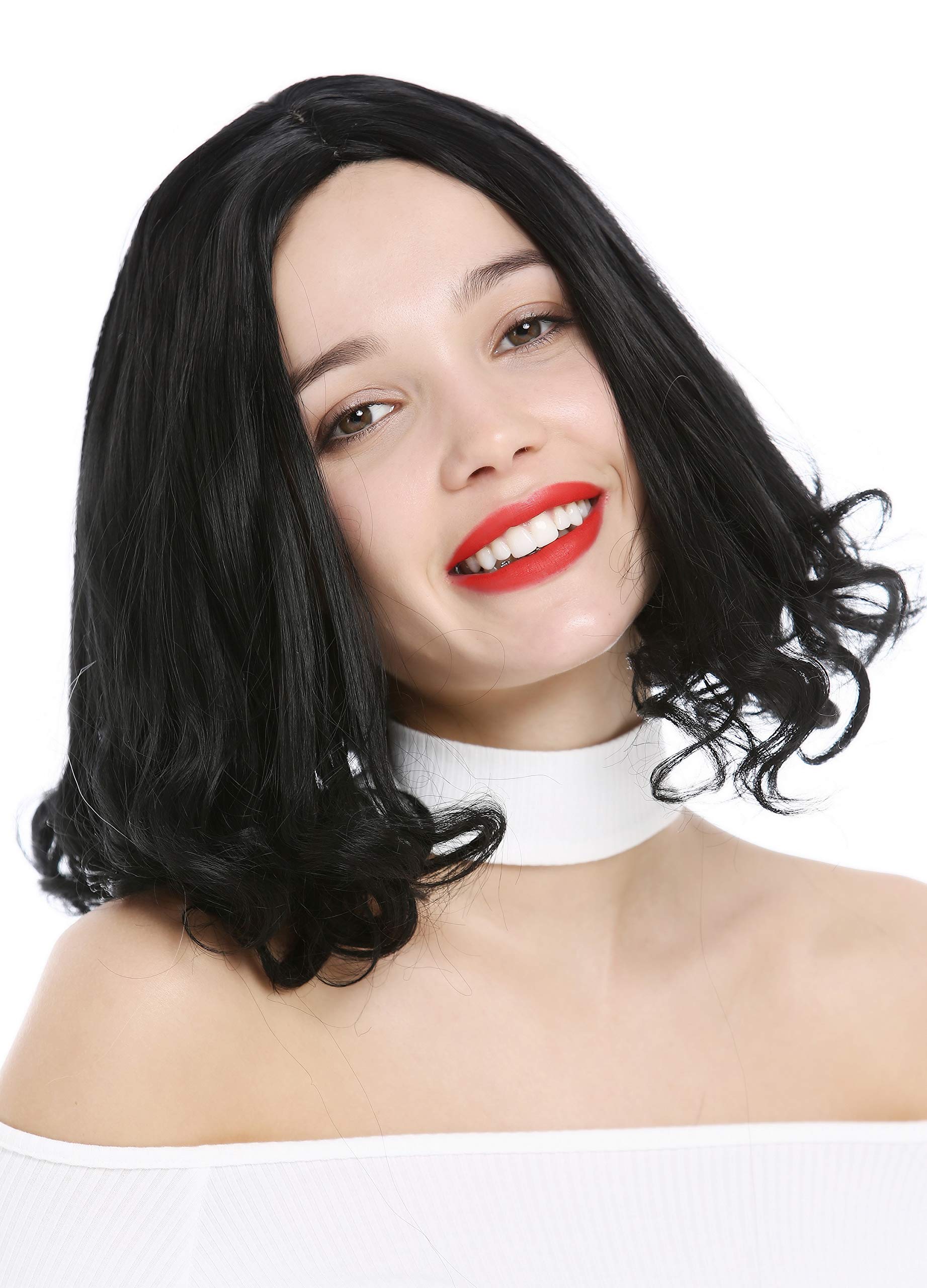 WIG ME UP - YZF-4369-1 Lady Wig short Bob Longbob straight but curled tips middle parting black