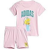 adidas Unisex-Baby The Simpsons T-Shirt Set, True Pink, 4 Years