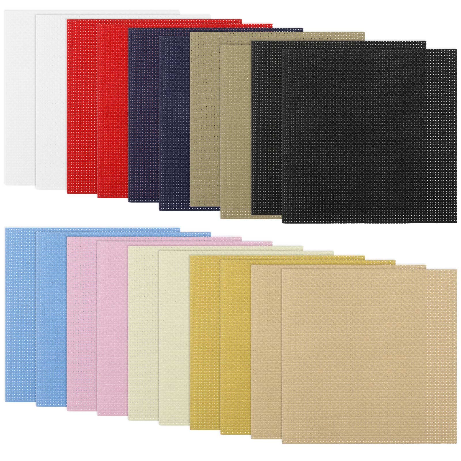The Lord of the Tools 20Pcs 11CT Cross Stitch Fabric DIY Cross Stitch Cloth for DIY Art Craft Handwork 10 Colors 100% Cotton 15x15cm/5.9x5.9 inches Square Multicolor Handmade Accessories