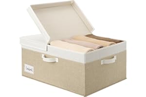 GRANNY SAYS Fabric Storage Bin with Lid, Large Clothes Storage Box for Shelves, Lidded Closet Bin with Handles, Decorative Cl