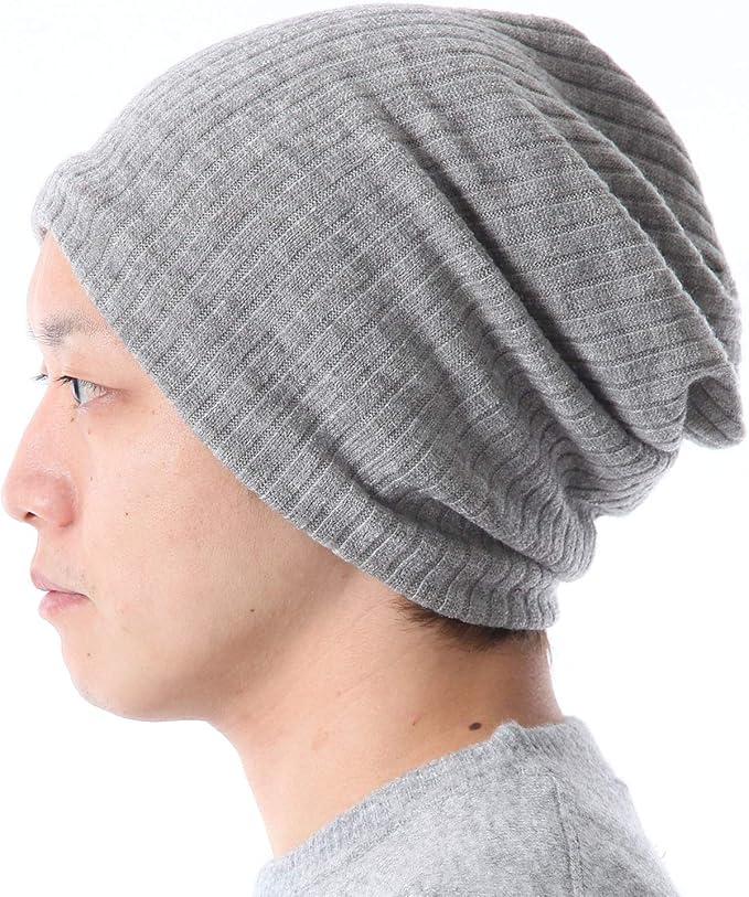 Amazon リブ編みゆったりニット帽子 ニット帽子 帽子 ニット あったか 暖か 温か Ladys Mens レディース メンズ 秋 冬 秋冬 春 オールシーズン 大きめ 大きい 大きいサイズ 抗がん剤 医療用 室内用 就寝用 小顔効果 ライトグレー ニット 通販