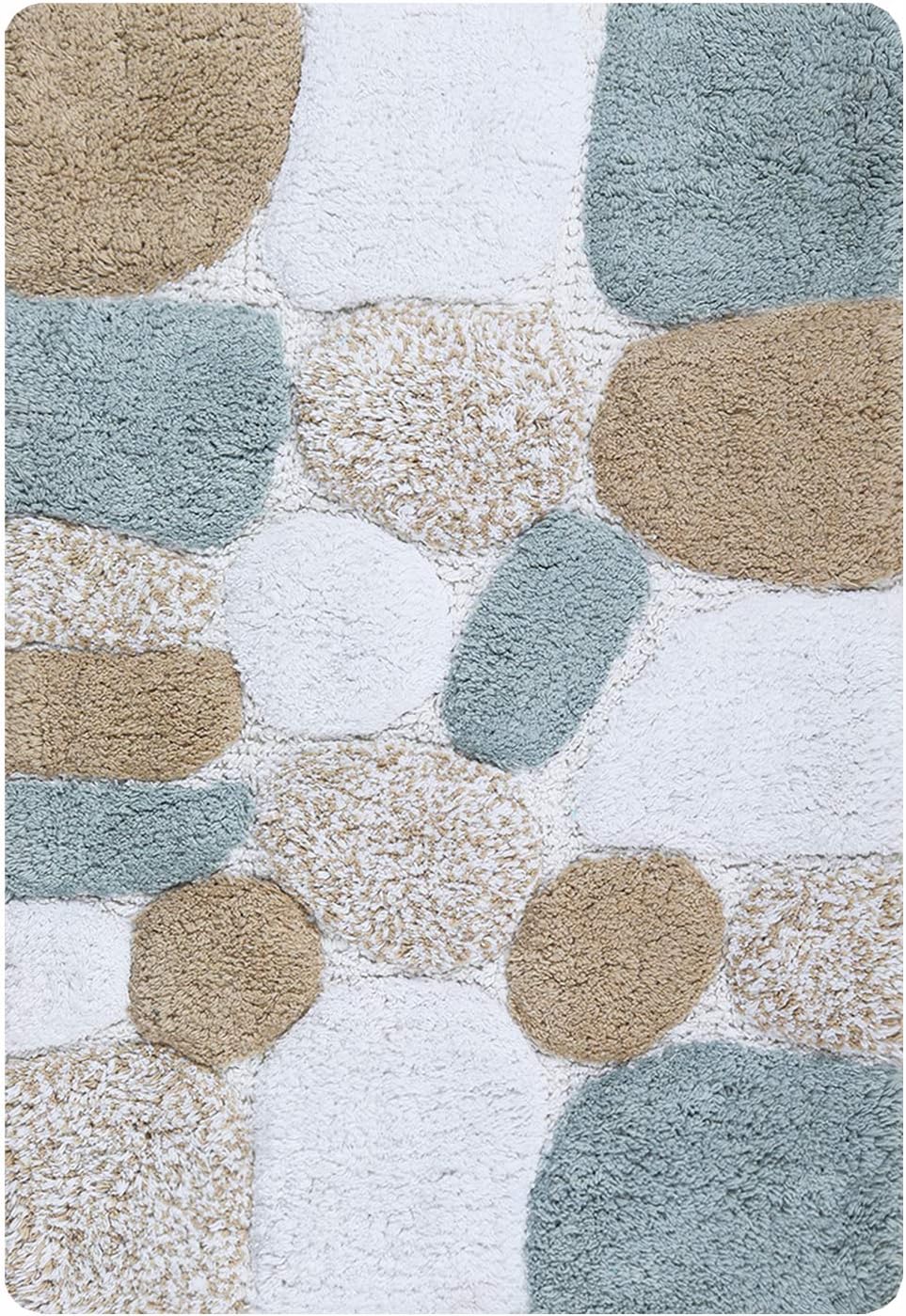 Pebble Bath Rugs Runner 21x31 Grey Beige, Bath Room Rugs Set, Bathroom Rugs Runner, Soft Absorbent Machine Washable Bath Runner Rugs, Bath Rug 100% Cotton Rugs Runner- Antiskid: Kitchen & Dining
