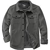 Puhope Men's Polar Fleece Warm Sherpa Lined Shirt Jacket for Men Thick Button Down Jacket with Multi Pockets