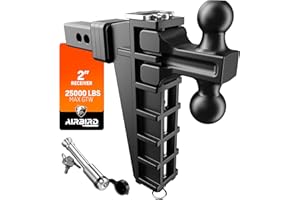 AIRBIRD Adjustable Trailer Hitch Fits 2 Inch Receiver, 8 Inch Drop/Rise Hitch(25000 Lbs Gtw), 2 and 2-5/16-Inch Balls, Black