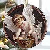 3.5" Ceramic Christmas Ornaments, Christmas Tree Ornaments, Heirloom Keepsake, Gift Exchange, Gift Idea, Bauble Present - Little Angel