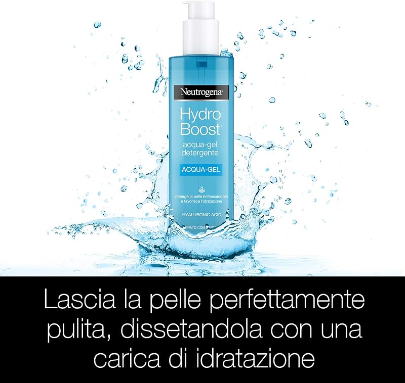 Hydro Boost Acqua Gel Detergente Viso, Detergente schiumogeno viso con Acido Ialuronico e agenti idratanti, Gel detergente con azione struccante, 200 ml, Versione Vecchia