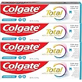Colgate Total Active Prevention Whitening Gel Toothpaste with Fluoride, Bulk with Clinically Proven Formula That Fights Plaque Bacteria, Mint, 4 Pack, 5.1 oz