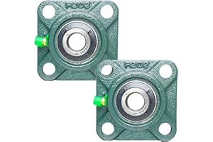 SACKORANGE 2 Pack UCF202-10 Pillow Block Bearing - Square Flange 4 Bolt Mounted Pillow Block Bearings - Bearing Steel Bearings with 5/8" Bore - Self Alignment, Solid Cast Iron Base