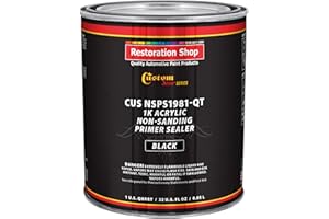 Custom Shop Premium 1K Acrylic Non-Sanding Primer Sealer Paint, Color Black, 1 Quart - Fast Drying, Ready-To-Spray, Apply Over Automotive Primer Surfacers, Sanded Finishes - Topcoat Urethane, Enamel