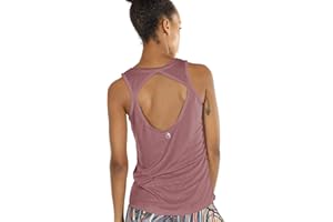 icyzone Women's Lightweight Breathable Open Back Workout Athletic Yoga Tank Tops