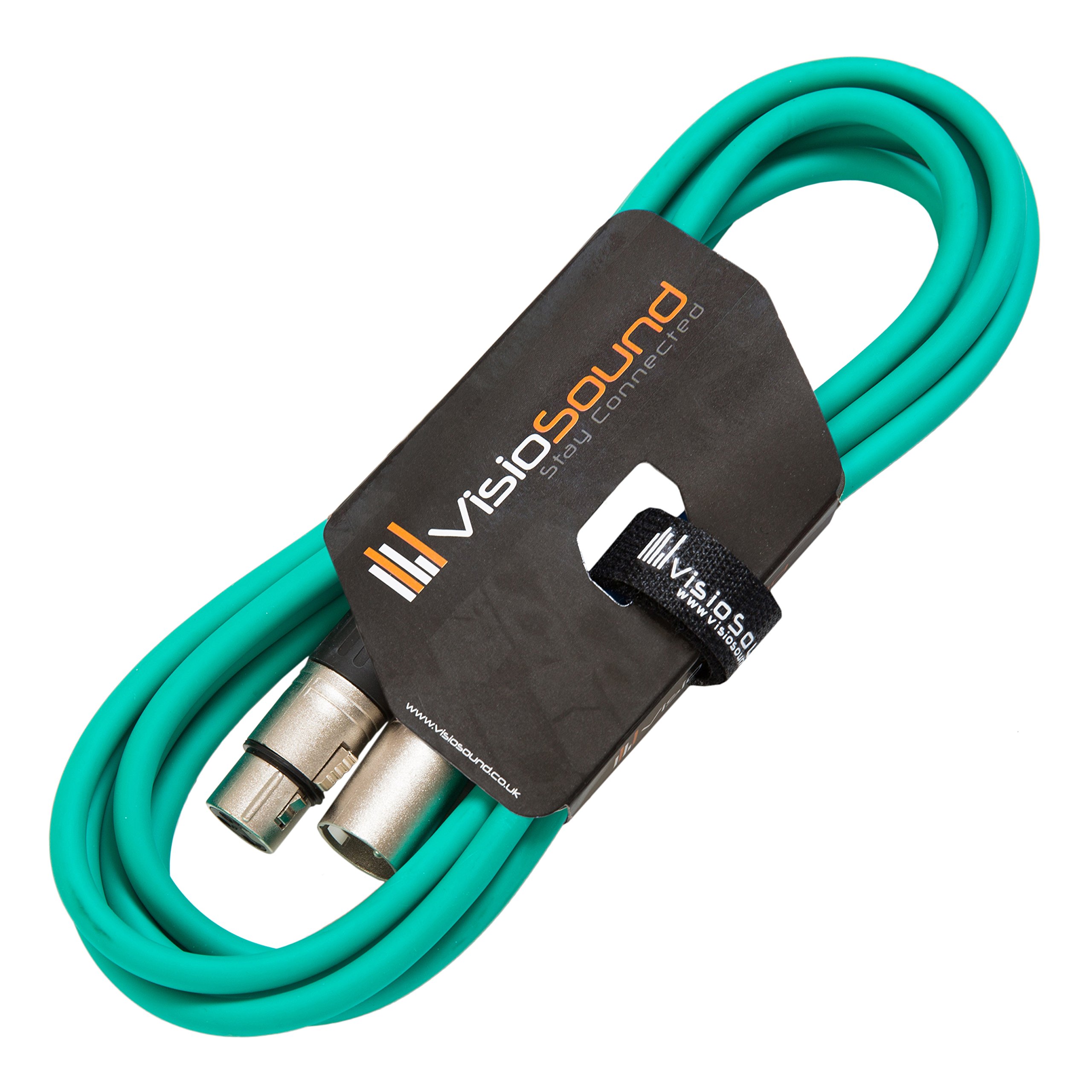 VisioSound Male to Female XLR Mic Lead/Balanced Microphone/Mic Patch Cable / 7 Colours 3m Green
