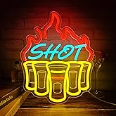 Shot Neon Signs for Wall Decor, Bar Neon Sign, Dimmable Acrylic LED Lights for Home Bar Pub Club Bistro Man Cave Restaurant Party Decorations Gift