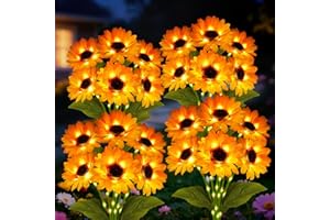YJFWAL Solar Sunflower Lights 4 Pack with 24 Sunflower Solar Lights Outdoor Garden Decor Birthday Gift for Mom Women Grandma,Waterproof Solar Flower Garden Stake Lights for Yard Landscape Patio Lawn Pathway