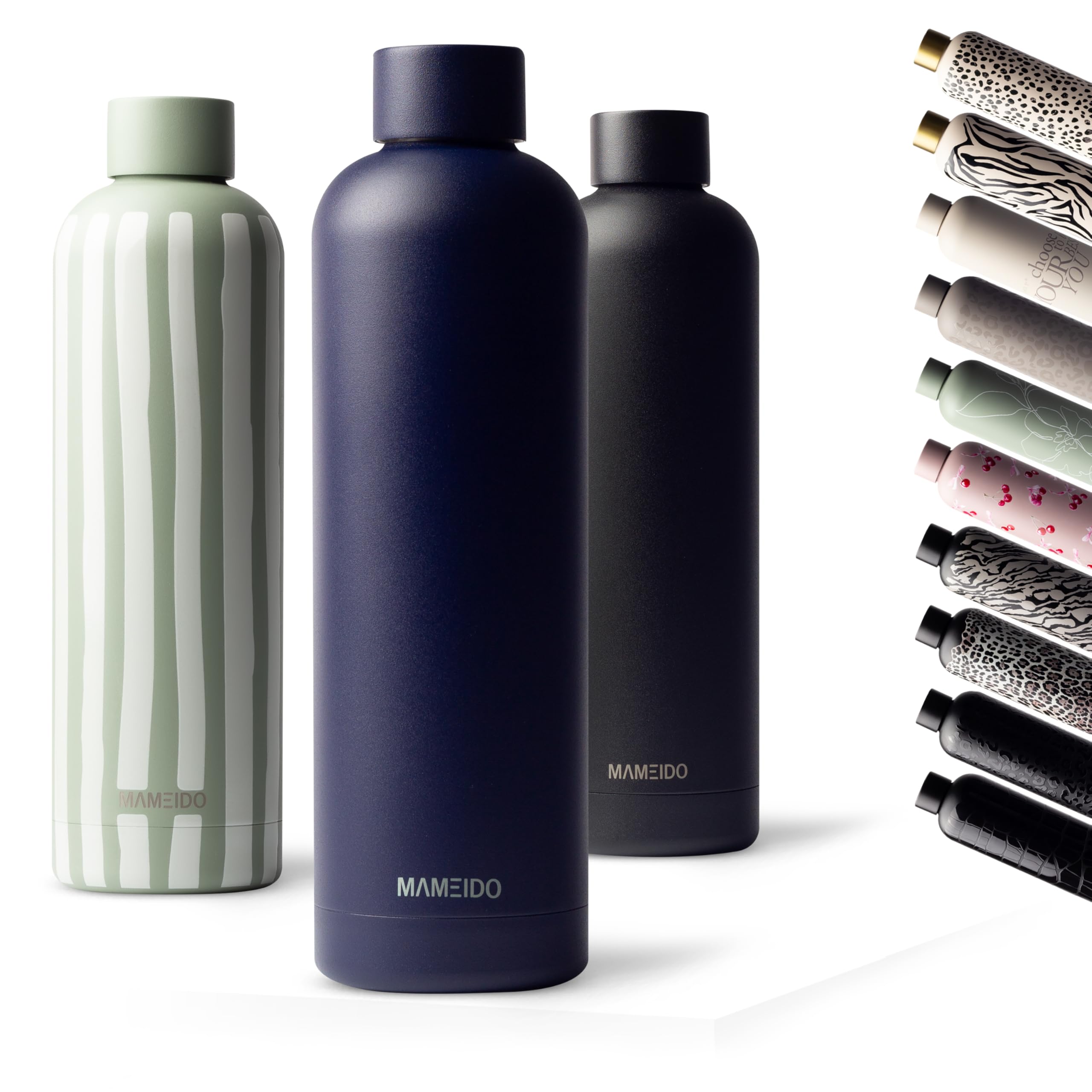 MAMEIDO Insulated Water Bottle 750 ml, Leak-Proof 18/8 Stainless Steel Thermo Flask, Suitable for Carbonated Drinks, BPA-Free (Dark Night)