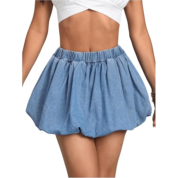 HOT Amazon Denim Mini Skirt Flounce Denim Mini Skirt Marc O