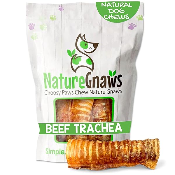 NATURE GNAWS BEEF TRACHEA CHEWS FOR DOGS 6″ (6 COUNT) – LONG LASTING NATURAL CRUNCHY DOG CHEW BONES – RAWHIDE FREE