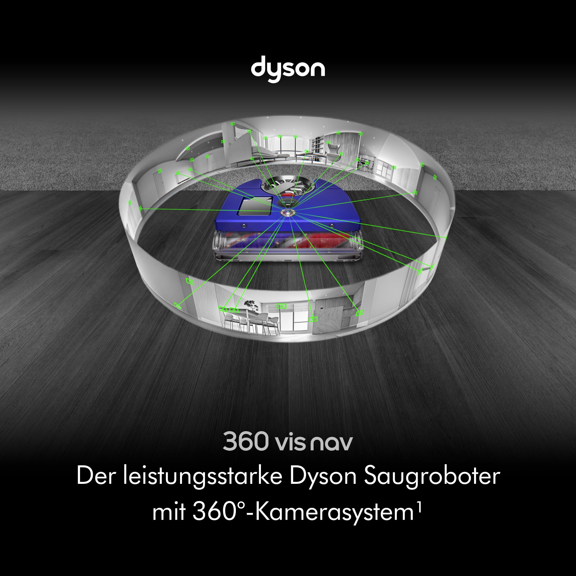 Dyson 360 Vis NAV™ Saugroboter, Vollbreite Bürste, entwickelt für alle Bodenarten (Blau/Nickel) 2