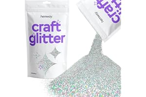 Hemway Craft Glitter 100g / 3.5oz Glitter Flakes for Arts Crafts Tumblers Resin Epoxy Scrapbook Glass Schools Paper Halloween Decorations - Ultrafine (1/128" 0.008" 0.2mm) - Silver Holographic