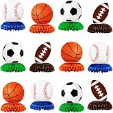 12 Pcs Sports Birthday Party Decorations, Sports Themed Table Honeycomb Centerpieces 3D Football Basketball Sports Decorations for Boys Birthday Baby Shower Party Supplies Decor
