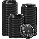 Clawsoff 200 Pack Black Coffee Cups Lids 3.54'', Disposable Plastic Lids for 10, 12, 16, 20, 24 oz Paper Cups, Hot or Cold Drinking Cup Lid for Espresso, Hot Beverage