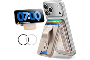 ESR Aura for MagSafe Wallet Stand w Grip, RFID Blocking w MagSafe Ring, 5 Card Holder for Phone Case, Magnetic Wallet for iPhone 17/16/15/14/13/12(Not for Mini), Selected Samsung,Desert Titanium