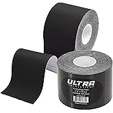 Ultra Athletics Copper Infused Kinesiology Tape, Water Resistant Premium Elastic Tape, Hypoallergenic, Ideal for Muscle Support & Injury Prevention (Black)