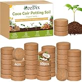 ZeeDix 50 Pack 40mm Organic Coco Coir Pellets Seed Starter Soil | Low EC, pH Balance, Potting Soil Mix, Indoor Outdoor Plants, Herbs Houseplants Bonsai Vegetables Flowers