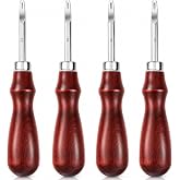 4 PCS Leather Edge Beveler Set (0.8/1.0/1.5/2.0mm) - High Carbon Steel Leatherworking Tools and Supplies with Wood Handle - Edge Skiving &amp; Cutting Tool Kit for DIY Leathercraft, Belts &amp; Wallets