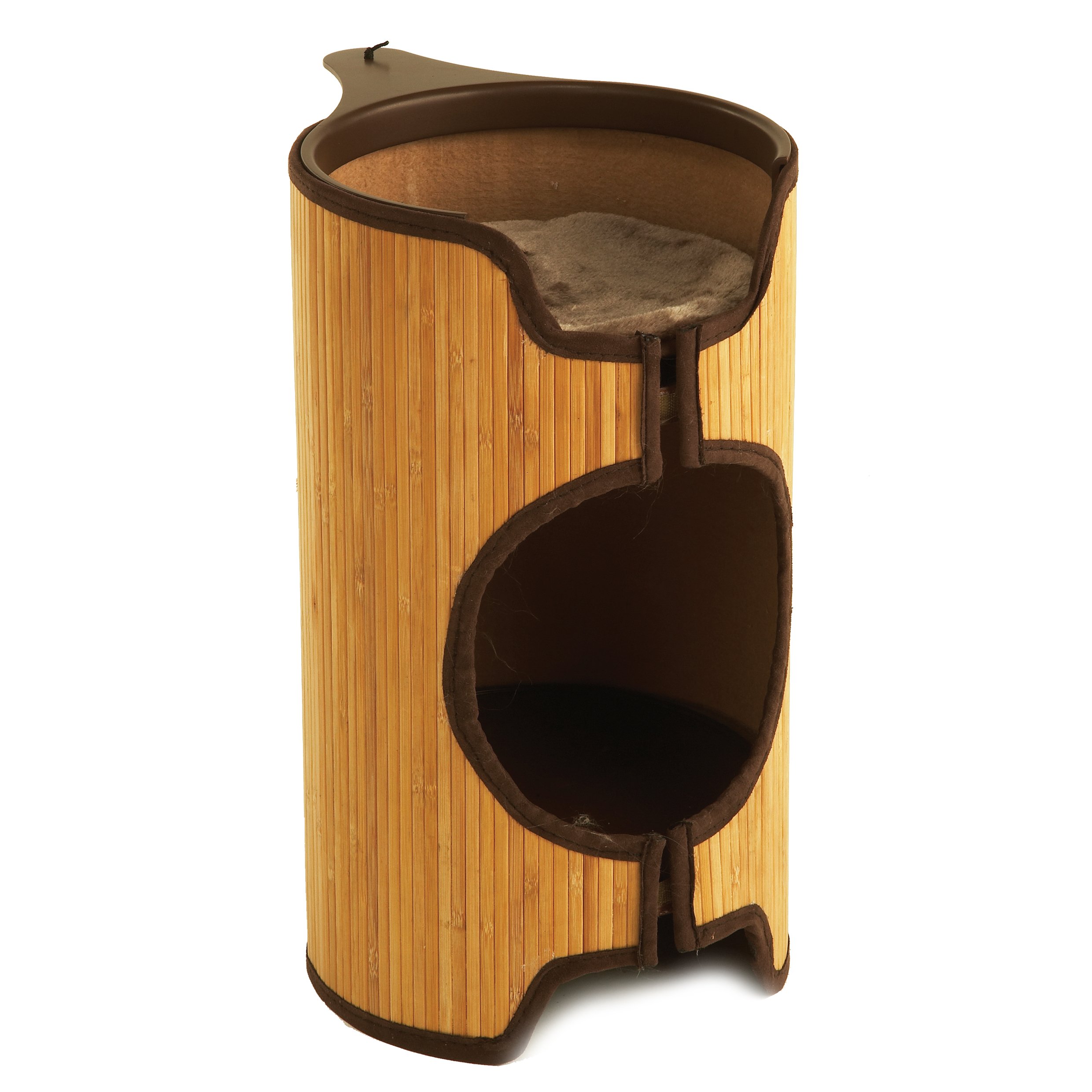 Rosewood Bamboo Cat Tower, 2 Levels, Brown and Black, For Small Breeds up to 10 lbs