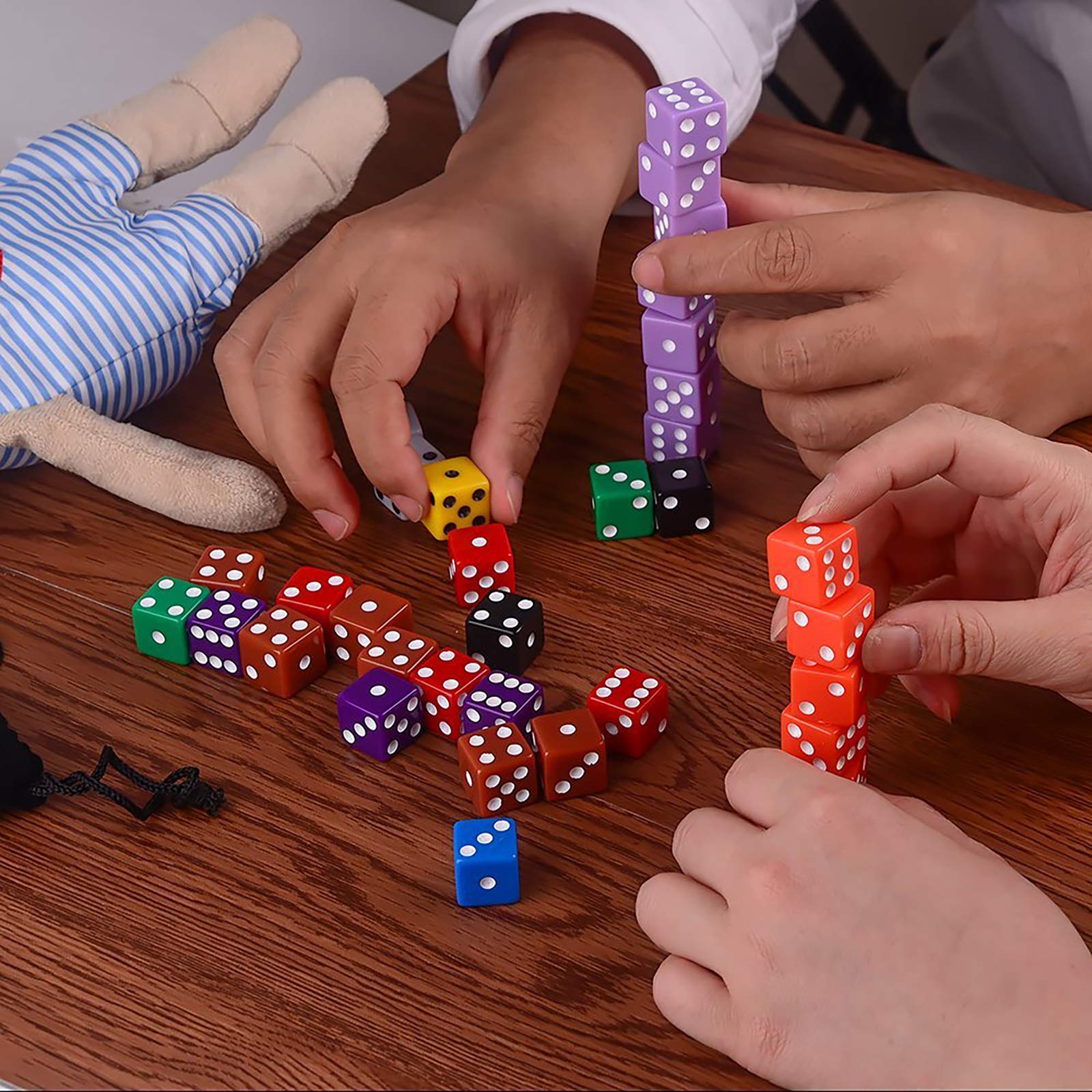 AUSTOR 100 Pieces Game Dice Set 10 Colors Square Corner Dice with Storage Bag, Play Games Like Tenzi, Farkle, Yahtzee, Bunco or Teaching Math