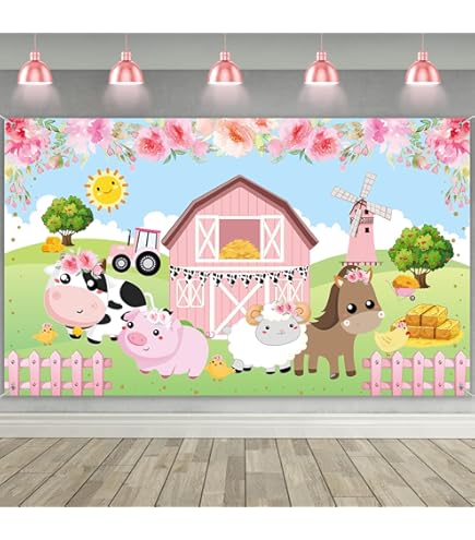 Dewprint Farm Theme Birthday Party Decorations Backdrop Banner Farm Animal Barn Background Photography Kids Party Supplies Props - 44