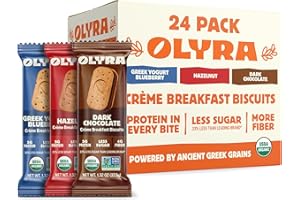 Olyra Variety Pack Sandwich Breakfast Biscuits, Healthy Snacks for Adults and Kids, Low Sugar, Organic Cookies, Office Snacks, USDA Certified, Non GMO 24 Packs