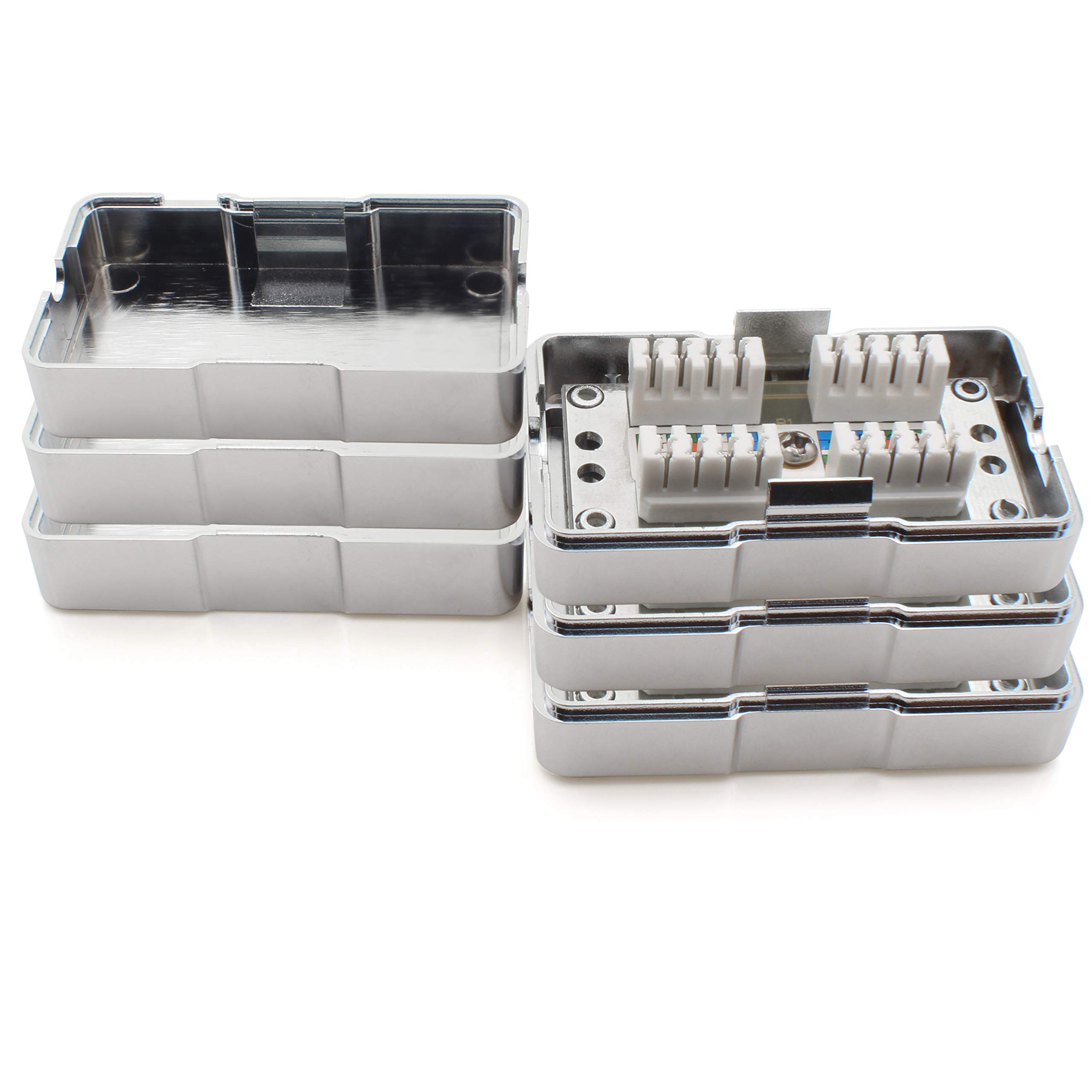 1aTTack.de Connection box 361843 LSA+ network connection box extension LSA+ assembly CAT.6 3 pieces silver — image 1