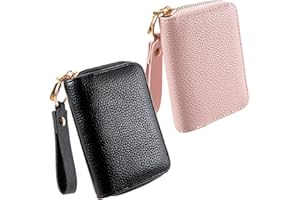 PEIQICHU Credit Card Holder 14 Slots Soft PU Card Case Protector with Keychain Men Women RFID Blocking Small Wallet ID Credit Cards